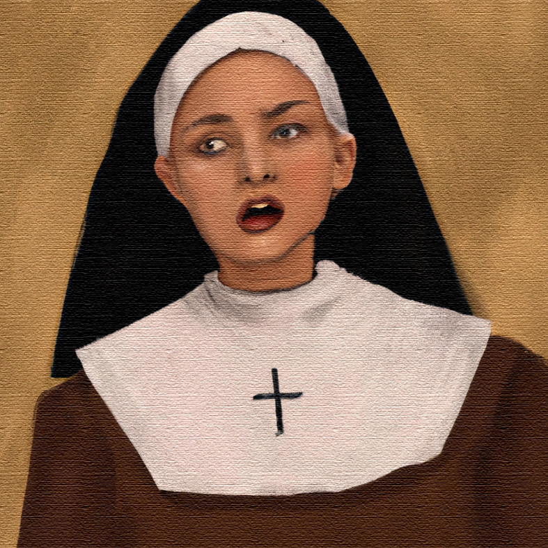 Maria Clara as a nun. image by DALL-E AI.
